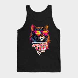 Retro Wave American Curl Cat Miami Shirt Tank Top